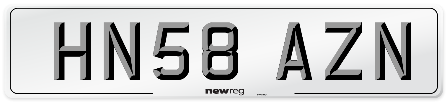 HN58 AZN Number Plate from New Reg